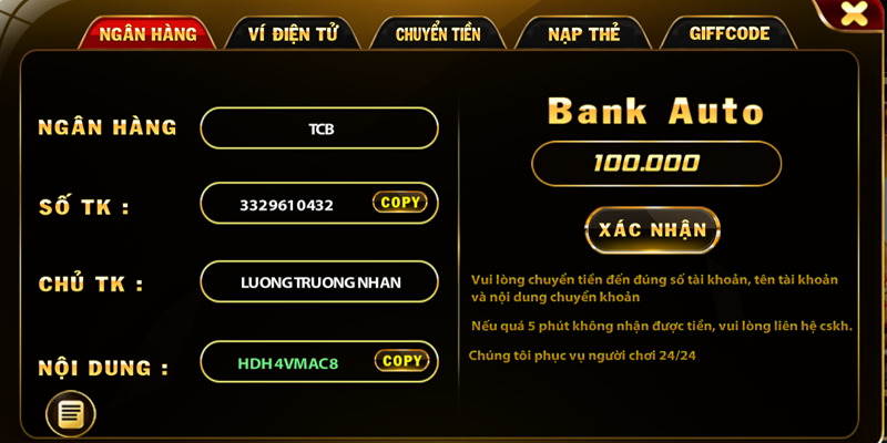 nap tai khoan go88 qua bank